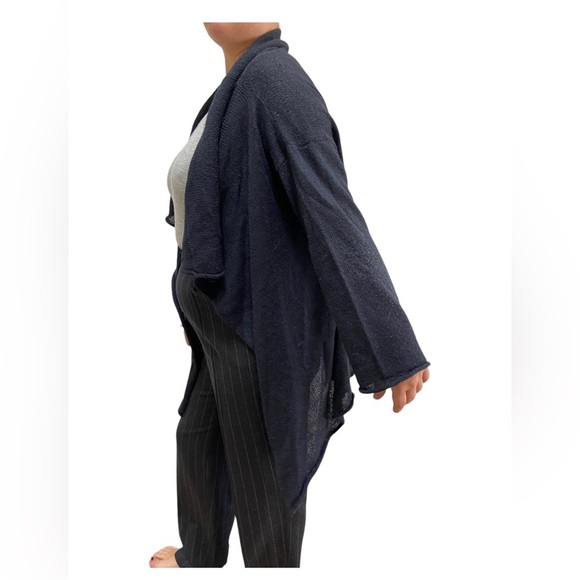 Cecile Benac M Black Wool/Silk Blend Open Front Cardigan - Picture 4 of 9